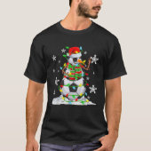 Funny Soccer Balls Snowman Christmas Tree Lights X T-Shirt (Vorderseite)