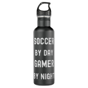 Funny Soccer by Day Gamer by Night Gamer Edelstahlflasche