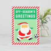 Funny Soccer Christmas Feiertagskarte (Stehend Vorderseite)