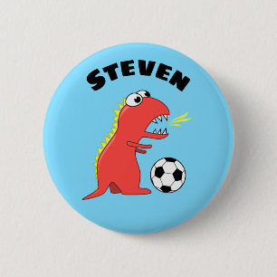 Funny Soccer Dinosaurier Name Button