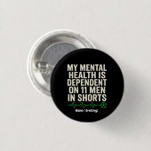 Funny Soccer Fan Mental Health Heartbeat Graphic  Button (Vorne & Hinten)
