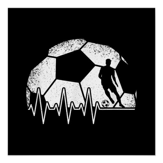 Funny Soccer Heartbeat Soccer Player Poster (Vorderseite)