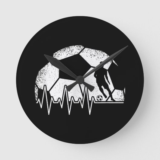 Funny Soccer Heartbeat Soccer Player Runde Wanduhr (Vorderseite)