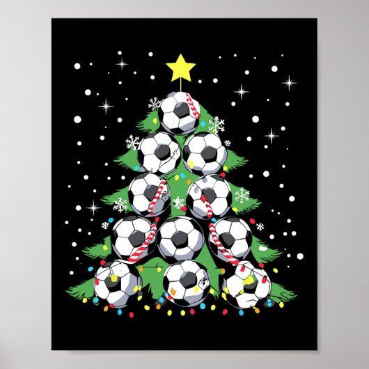 Funny Soccer Player Xmas Lights Fußball Weihnachte Poster (Vorne)