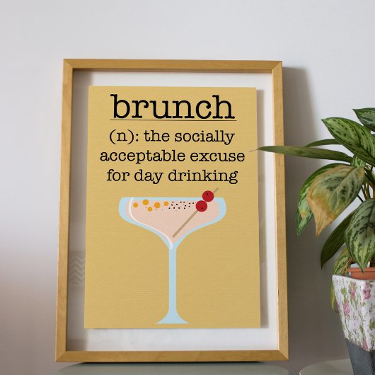 Funny Social Brunch Drink Quote Typografie Poster