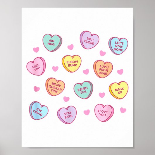 Funny Social Distance Valentine Candy Conversation Poster (Vorne)