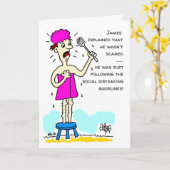 Funny Social Distancing Cartoon Man Handtuch Karte (Gelbe Blume)