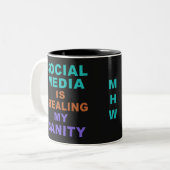 Funny "Social Media" benutzerdefinierte Monogramm- Zweifarbige Tasse (Vorderseite Links)