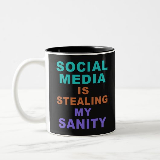Funny "Social Media" benutzerdefinierte Monogramm- Zweifarbige Tasse (Links)