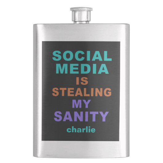 Funny "Social Media" individuelle Name Flachmann (Vorderseite)
