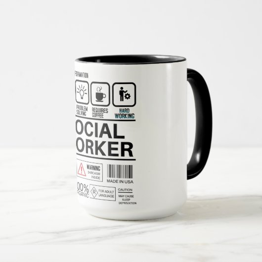 Funny Social Worker Handling Information Tasse (VorderseiteRechts)