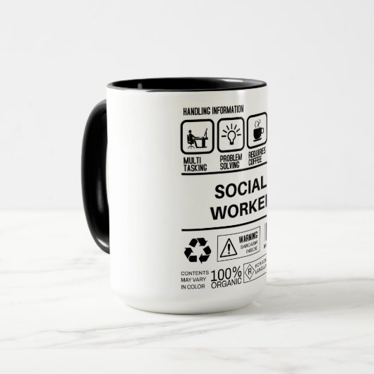Funny Social Worker Handling Information Tasse (Vorderseite Links)