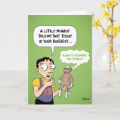 Funny Sock Monkey Birthday Karte (Gelbe Blume)