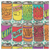 Funny Soda Cans Cooles Lebensmittelmuster Stoff (Nahaufnahme)