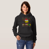 Funny Softball Ball Xmas Tree Lights Ugly Christma Hoodie (Vorne ganz)