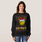 Funny Softball Ball Xmas Tree Lights Ugly Christma Sweatshirt (Vorne ganz)