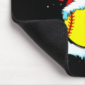 Funny Softball Christmas Reindeer Santa Hat Lights Mousepad (Ecke)