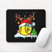 Funny Softball Christmas Reindeer Santa Hat Lights Mousepad (Mit Mouse)