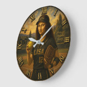Funny Softball Mona Lisa Pitcher Gift Große Wanduhr (Winkel)