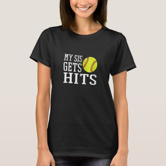 Funny Softball My Sis trifft Bruder und Schwester  T-Shirt (Vorderseite)