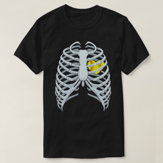 Funny Softball Skelett Rib Cage Halloween Kostüm T-Shirt (Design vorne)