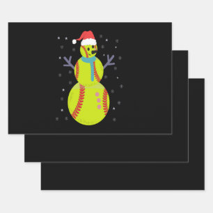 Funny Softball Snowman Christmas New Year Gift Geschenkpapier Set