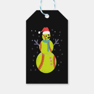 Funny Softball Snowman Weihnachtsgeschenk Geschenkanhänger