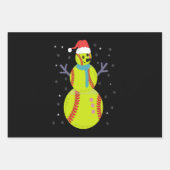 Funny Softball Snowman Weihnachtsgeschenk Geschenkpapier Set (Vorderseite)
