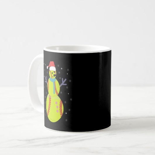 Funny Softball Snowman Weihnachtsgeschenk Kaffeetasse (Vorderseite Links)