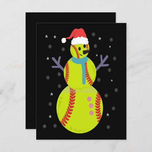 Funny Softball Snowman Weihnachtsgeschenk Mitteilungskarte (Vorne/Hinten)