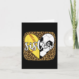 Funny Softball Soccer Sister Heart Leopard Karte