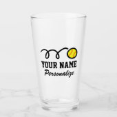 Funny Softball Sport Cartoon individuelle Name Geb Glas (Vorderseite)