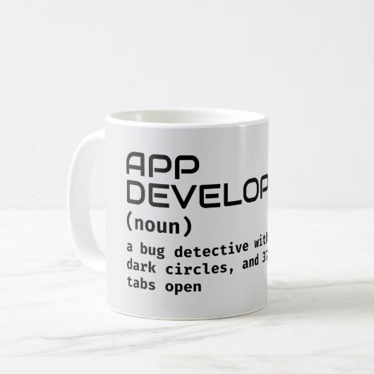 Funny Software Developer Definition Geschenk Kaffeetasse (Vorderseite Links)