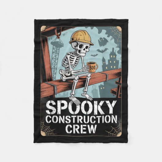 Funny Soky Skeleton Workers Halloween Construction Fleecedecke (Vorderseite)