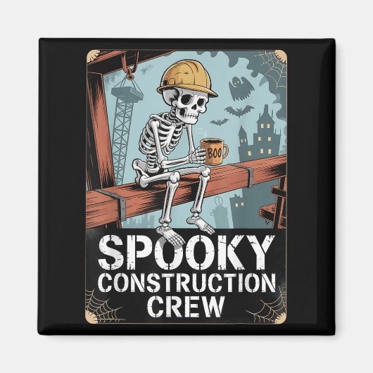 Funny Soky Skeleton Workers Halloween Construction Magnet (Vorne)