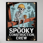 Funny Soky Skeleton Workers Halloween Construction Poster (Vorne)