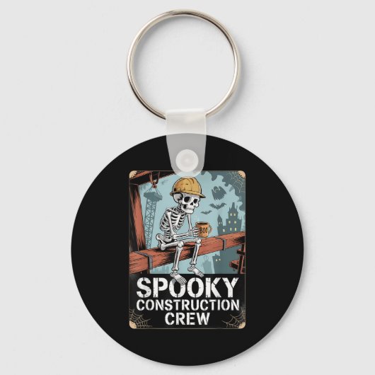 Funny Soky Skeleton Workers Halloween Construction Schlüsselanhänger (Vorderseite)