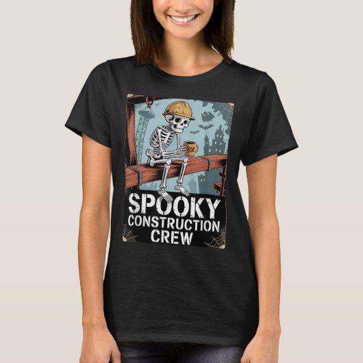 Funny Soky Skeleton Workers Halloween Construction T-Shirt (Vorderseite)