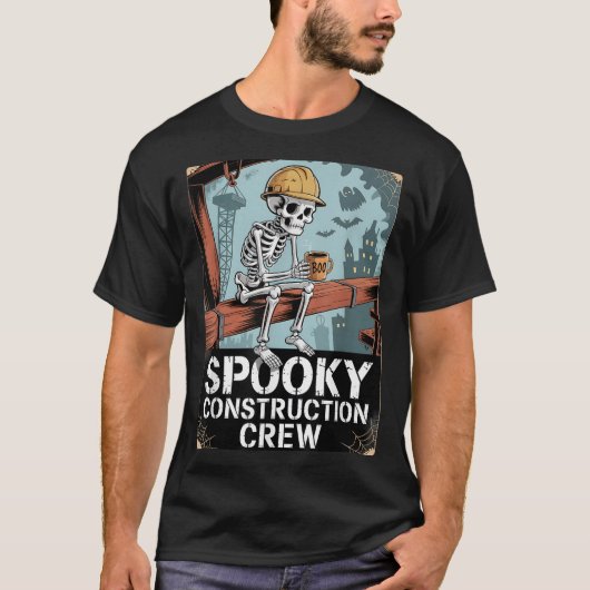 Funny Soky Skeleton Workers Halloween Construction T-Shirt (Vorderseite)