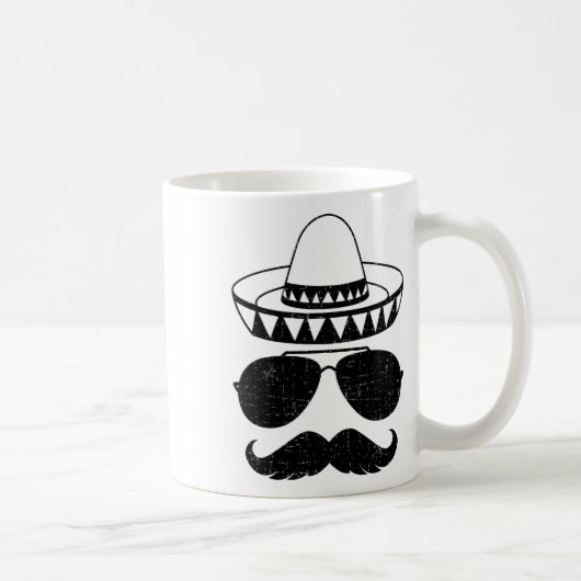 Funny Sombrero Gesicht mit Mustache für mexikanisc Kaffeetasse (Rechts)