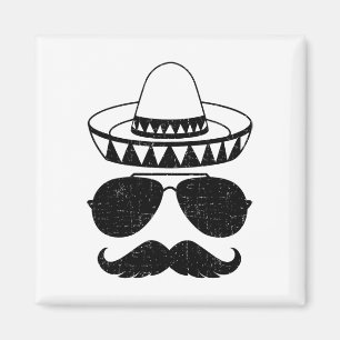 Funny Sombrero Gesicht mit Mustache für mexikanisc Magnet