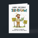 Funny Son-in-Law Card - Family Dinner Überlebenska Dankeskarte<br><div class="desc">Schicken Sie Ihren Schwiegersohn auf einer unglaublich witzig Expedition mit dieser kühnen und sarkastischen Karte! Mit einem Cartoon-Entdecker, der durch die "Schwiegerelste Zone" und das "Familienessen vorbei" navigiert, ist es das perfekte Lachen für Geburtstage oder Familienbegegnungen. Mit Witz und Spaß verpackt, ist es Ihr ultimativer Gruß für den tapferen Schwiegersohn....</div>
