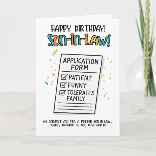Funny Son-in-Law Card - Formular für die Anwendung Dankeskarte (Vorderseite)