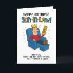 Funny Son-in-Law Card - King of the Remote Dankeskarte<br><div class="desc">Kronleuchter und komfortabel - so wie Ihr Schwiegersohn es mag! Diese lustige Grußkarte zeigt ihm,  wie er die Ferne von seinem königlichen Kliniker beherrscht. Es ist der perfekte sarkastische Knoten zur Couchvorherrschaft und in der Schwiegehierarchie. Gut zum Geburtstag oder nur weil er den Thron verdient (oder beansprucht) hat.</div>