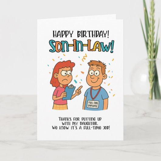 Funny Son-in-Law Card - Vollzeit-Mitarbeiter-Joke Dankeskarte (Vorderseite)