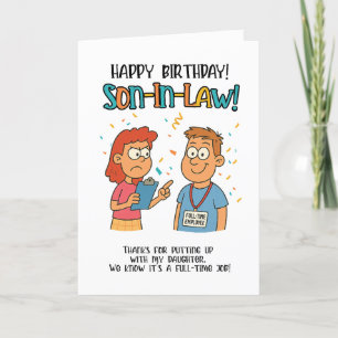 Funny Son-in-Law Card - Vollzeit-Mitarbeiter-Joke Dankeskarte