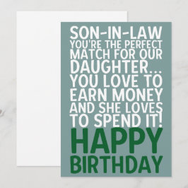 Funny Son-in-Law Geburtstag Card Geld Joke Einladung