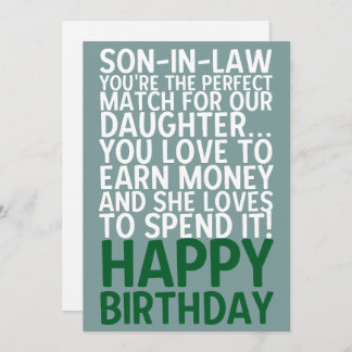 Funny Son-in-Law Geburtstag Card Geld Joke Einladung