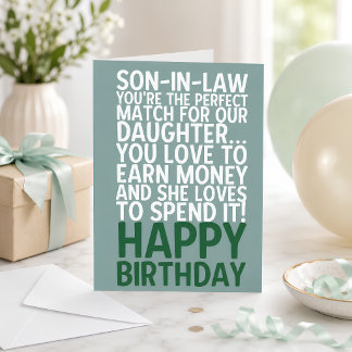 Funny Son-in-Law Geburtstag Card Geld Joke Einladung