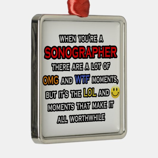 Funny Sonographer ... OMG WTF LOL Ornament Aus Metall (Rechts)
